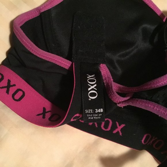XOXO Sport Bra Black/Pink Size 34B EUC - Picture 4 of 5